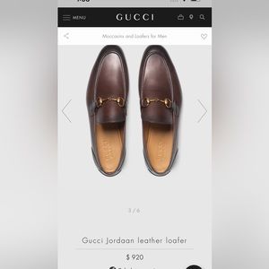 Men’s Gucci dark brown leather loafers.